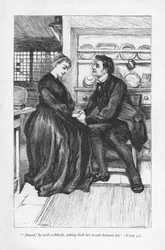 Nach den Prüfungen und Wirrungen der Geschichte erklärt Adam Bede seine Liebe zu Dinah Morris, der methodistischen Predigerin. Adam Bede von George Eliot, erstmals veröffentlicht 1859. Illustration von William Small (1843-1929) aus einer Ausgabe, veröffent