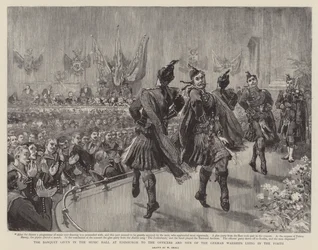 Das Bankett im Musiksaal in Edinburgh für die Offiziere und Männer der deutschen Kriegsschiffe, die im Forth liegen