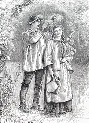 Die Krönung der Maikönigin mit einem Weißdornkranz durch ihren Liebsten. Von William Small (1843-1929), einem englischen Illustrator