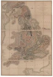 Darstellung der Schichten von England und Wales mit einem Teil von Schottland Die erste geologische Karte