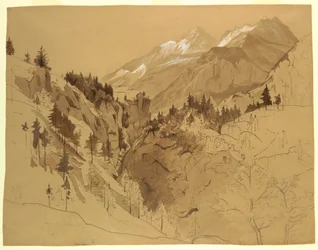 Zeichnung, Berge in der Nähe von Meiringen, Schweiz, 1856