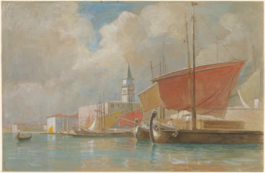 Schiffe entlang des Molo in Venedig