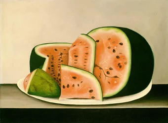Wassermelone auf einem Teller, Mitte des 19. Jahrhunderts