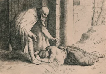 Barmherzigkeit sinkt vor dem Tor nieder, um 1916