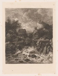 Landschaft mit einem Wasserfall