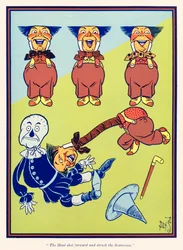 „Der Kopf schoss vor und traf die Vogelscheuche.“ aus „Der wunderbare Zauberer von Oz“ von L. Frank Baum