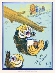 „Der Baum fiel mit einem Krachen in die Schlucht.“ aus „Der Zauberer von Oz“ von L. Frank Baum