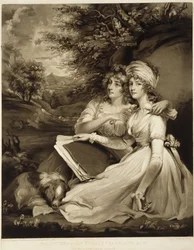 Die Töchter von Sir Thomas Frankland, Baronet, 1797 (Mezzotinto in brauner Tinte)