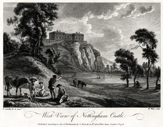 Westansicht von Nottingham Castle, Nottinghamshire, 1776