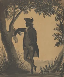 Junger Mann, der sich mit einem Buch an einen Baum lehnt, ca. 1780-89
