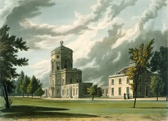 Außenansicht des Astronomischen Observatoriums, Illustration aus der Geschichte von Oxford