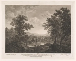 Landschaft mit Hirten und Vieh an einem See (Second Premium Landscape)