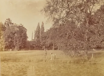 Teich in der Nähe eines Landhauses
