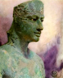 Kopf einer Bronzestatue von Pepy I, altägyptischer Pharao, 24.-23. Jahrhundert v. Chr., 1926