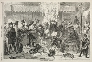 Eine Schneerutsche in der Stadt, 1860
