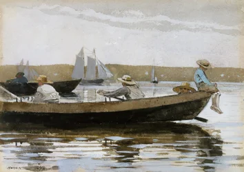 Jungen in einem Dory