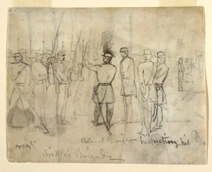Zeichnung, Colonel William Dwight, Jr. inspiziert sein Regiment, 1862