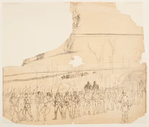 Eine Infanteriekolonne auf dem Marsch, 1862