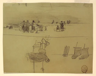 Strandszene mit Frauen, die Körbe tragen, Cullercoats, England, 1881–82