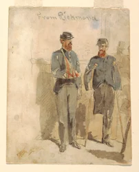 Zeichnung, Aus Richmond; Zwei verwundete Soldaten, 1862