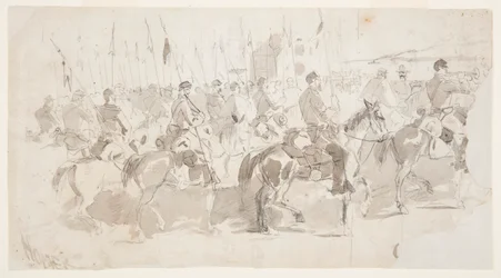 General McClellans sechstes Kavallerieregiment beim Einschiffen in Alexandria nach Old Point Comfort, 2. April 1862