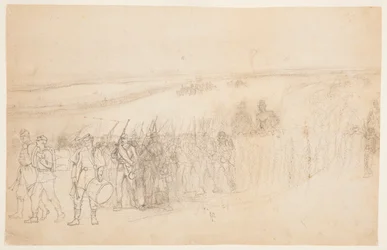 Zeichnung, Marschierende Infanteriekolonne, ca. 1862