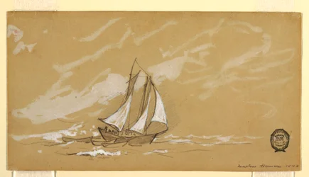 Schoner mit drei Dories, 1880