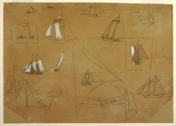 Skizzen von Segelbooten, Cullercoats, England, 1881–82