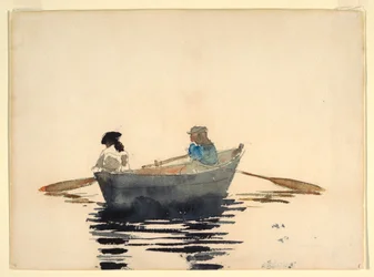 Zwei Mädchen in einem Ruderboot