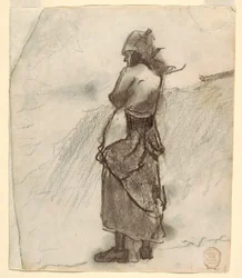 Frau schaut aufs Meer, Cullercoats, England, 1881–82