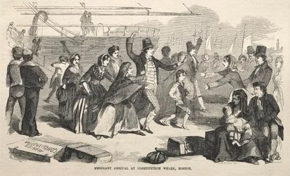 Ankunft der Auswanderer am Constitution Wharf, Boston, 1857