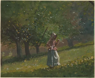 Mädchen mit Heurechen