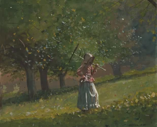 Mädchen mit Heugabel