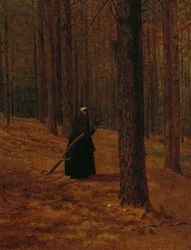 Alte Frau sammelt Reisig, 1865