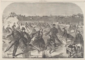 Schlittschuhlaufen auf dem Damen-Schlittschuhteich im Central Park, New York, veröffentlicht 1860