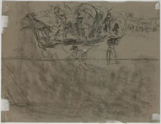 Scharmützel mit einem Wagenzug [verso], 1864