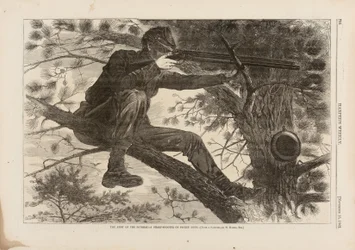 Die Armee des Potomac, ein Scharfschütze auf Wachposten, veröffentlicht in Harper