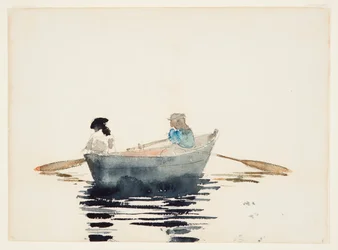 Zwei Mädchen in einem Ruderboot