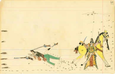 34. Heulender Wolf mit totem Soldaten; 33. [leere Seite]