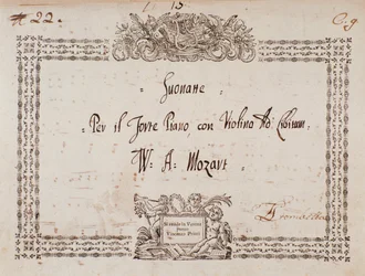 Frontispiz der Sonate für Fortepiano und Violine von Mozart
