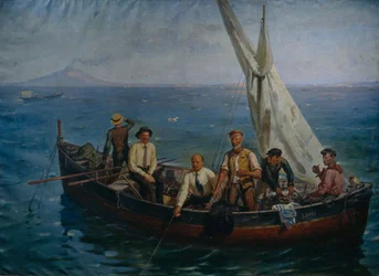 Lenin und der Autor Maxim Gorki mit den Fischern auf der Insel Capri, 1946