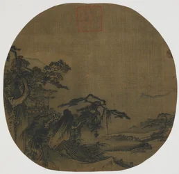 Landschaft: Pavillons an einem Berghang, ein Bach darunter, Ming-Dynastie, 16. Jahrhundert