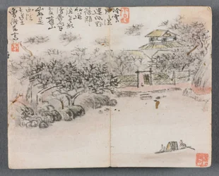 Miniaturalbum mit Figuren und Landschaft, Landschaft mit zwei Bootsmännern, 1822
