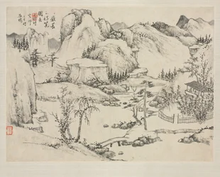 Landschaftsalbum in verschiedenen Stilen: Landschaft des Mt. Changbai nach Huang Gongwang, 1684