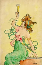 Absinthe Blanqui, um 1900, Entwurf für ein Werbeplakat, zwischen 1898 und 1901, signiert Nover, Palindrom des Druckers Revon, Paris