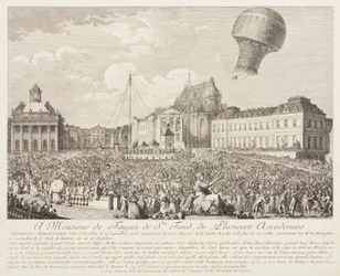 Aufstieg eines Montgolfier-Ballons in Versailles
