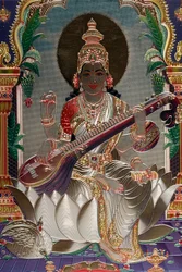 Saraswati: die hinduistische Göttin des Wissens, der Musik, der Kunst, der Rede, der Weisheit und des Lernens