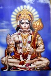 Hinduistischer Shiva-Tempel. Hanuman, der Affengott der hinduistischen Mythologie.