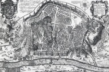 Stadt Smolensk während der polnischen Belagerung von 1611, Russland