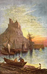 Die Heilige Insel Lindisfarne mit der Burg.